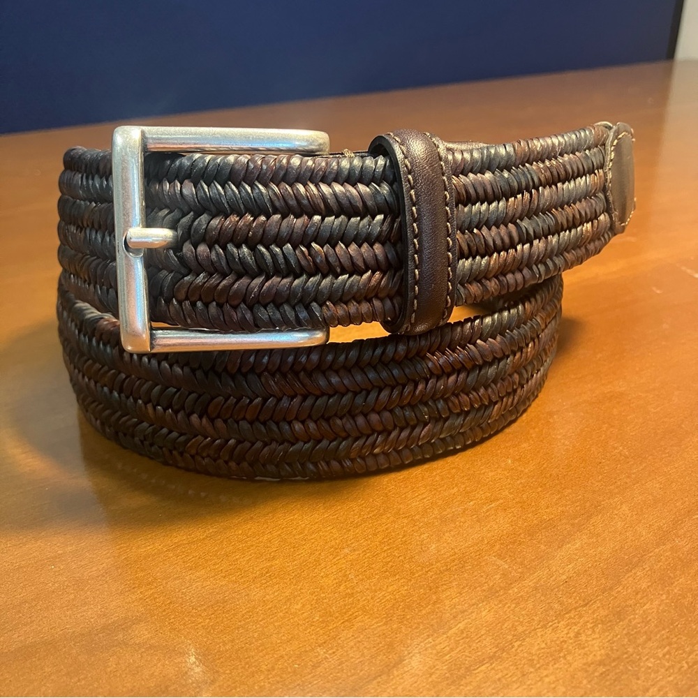 Martin Dingman size 34 LEXINGTON BRAIDED ITALIAN SADDLE LEATHER AND ELASTIC BELT